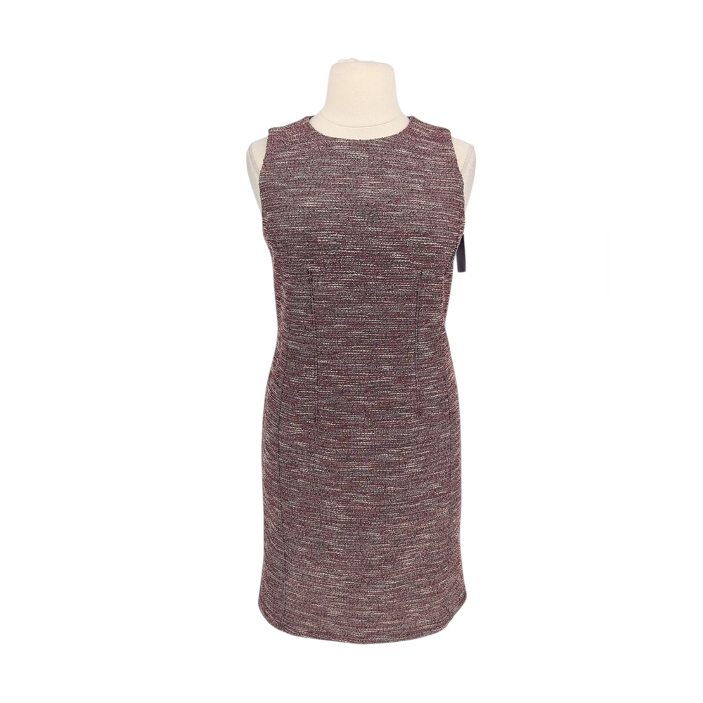 01554 Loft Tweed Sheath Dress Red size 16 preppy Business casual french office
